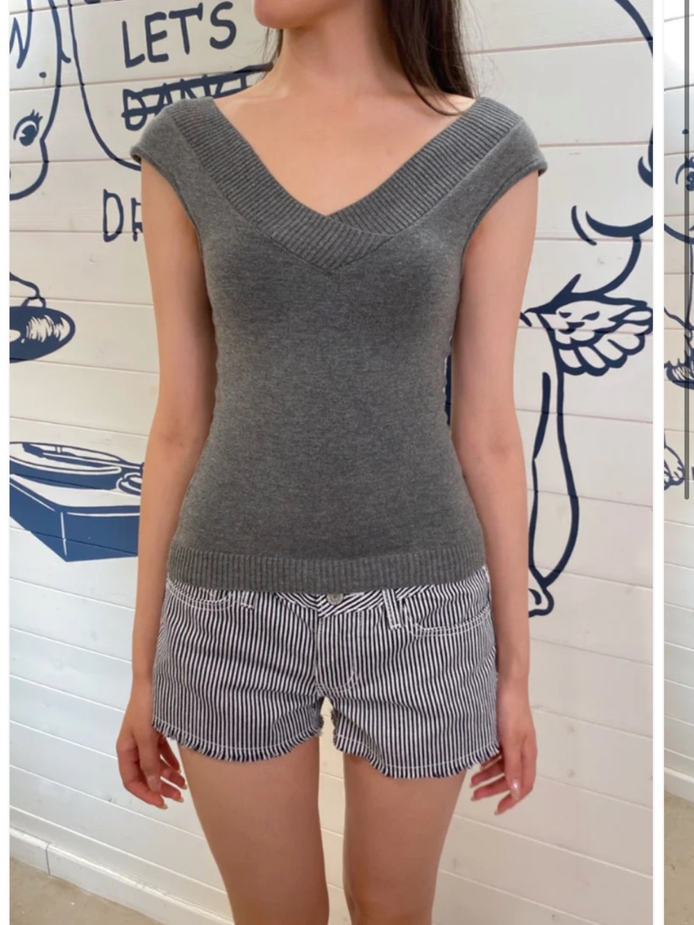 Brandy Melville Amira Top Gray